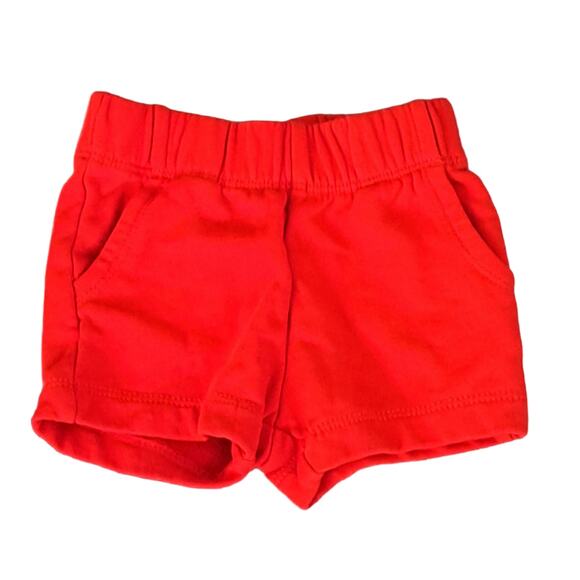 2 For $5 Sale Hanna Andersson Red Pull On Shorts Size 3-6 Months - Picture 1 of 4